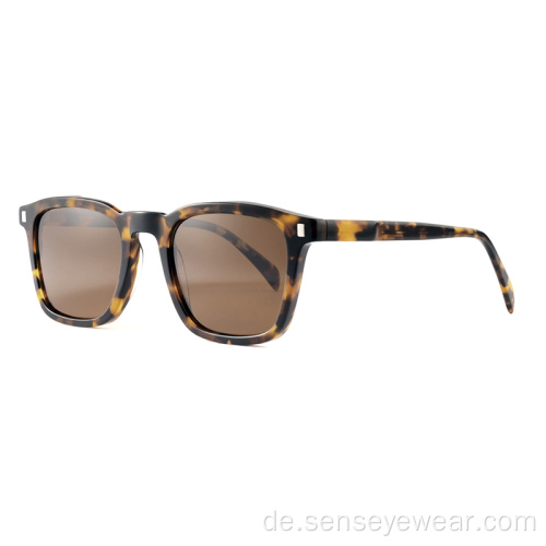 Quadratische trendige Sonnenbrille Vintage Acetat -Schräg -Sonnenbrille